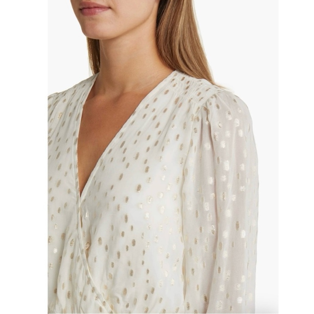 Lilly Pulitzer Cristiana Midi Dress Womens 8 Metallic Coconut Print Gold Ruffle - Picture 3 of 13